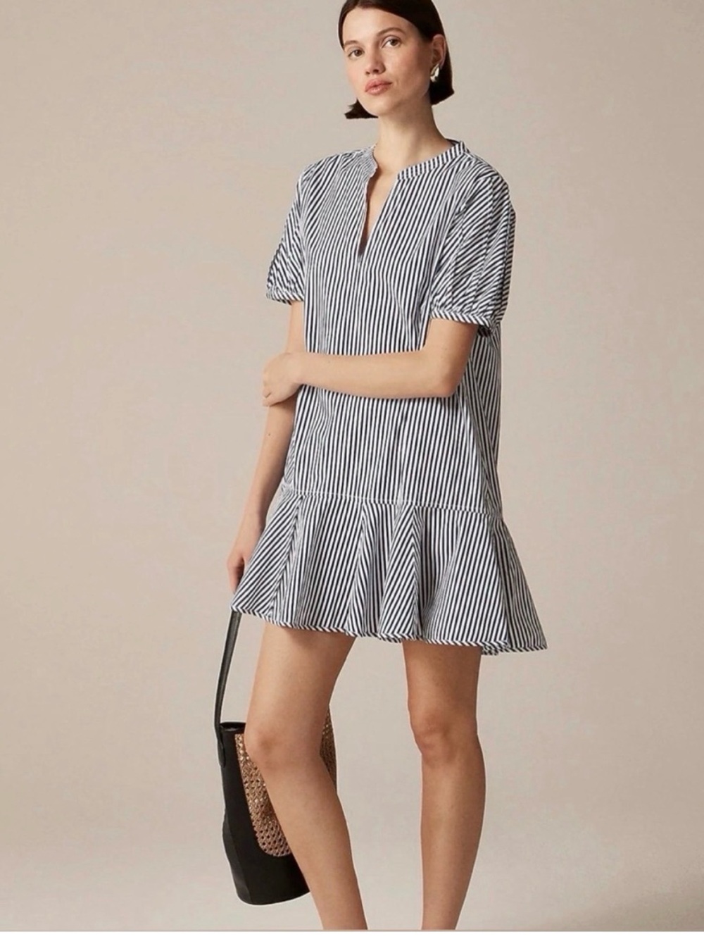 Jcrew Navy and White Striped Casual Drop-Waist Dress